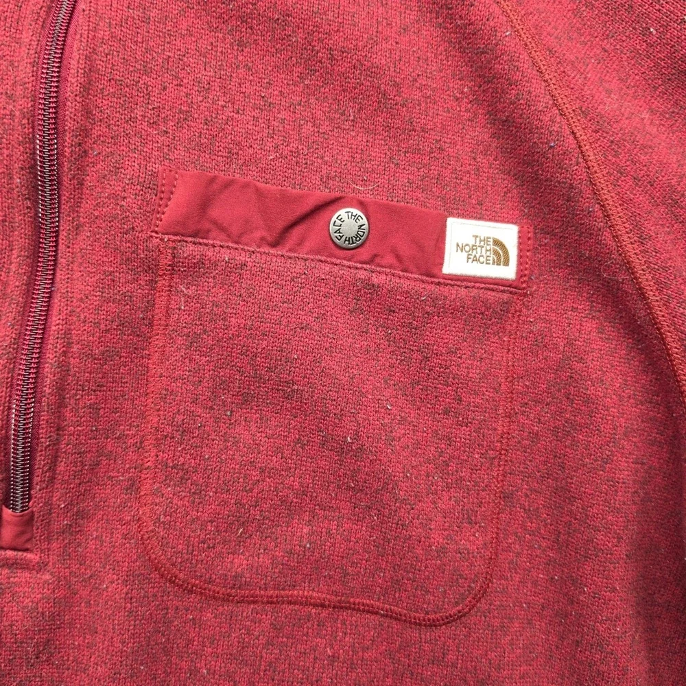 The North Face Mens Gordon Lyons 1/4 Zip Fleece Pullover Red Heather XL